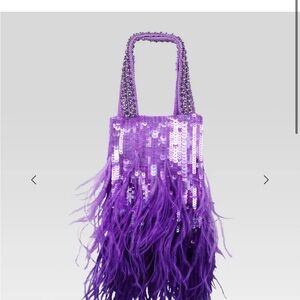 Retrofete Purple Sequin Feather Shoulder Bag